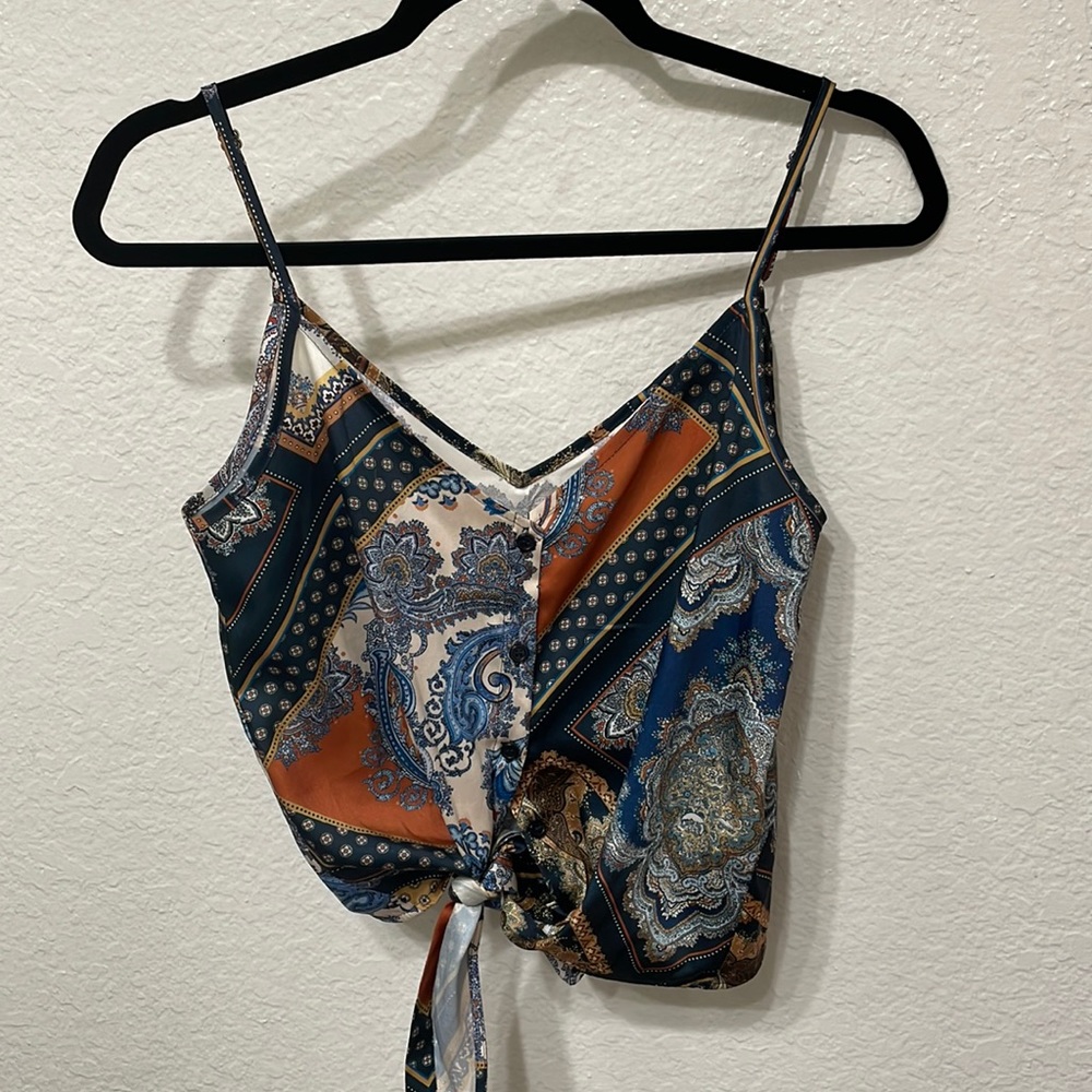 Cute print satin top